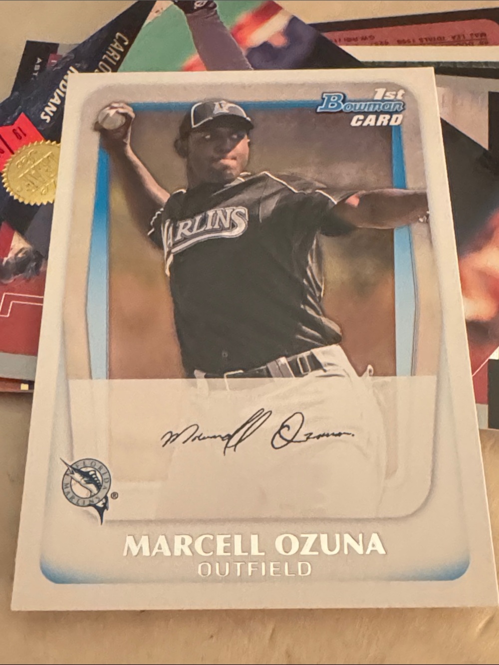 Marcell Ozuna Baseball Card - Black Jersey - Bowman's 1st Card